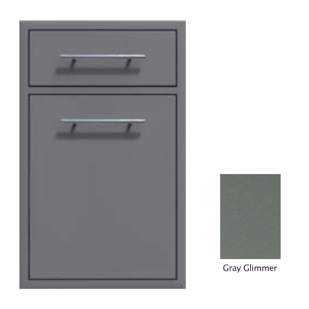 Canyon Series 18"w by 29"h Trash Pullout w/ Single Storage Drawer Enclosure In Grey Glimmer - CAN017-F04-TexturedGreyGlimmer
