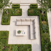 Savona Luxury Outdoor Large Corner Sofa Set with Altura Rising Table in Oatmeal