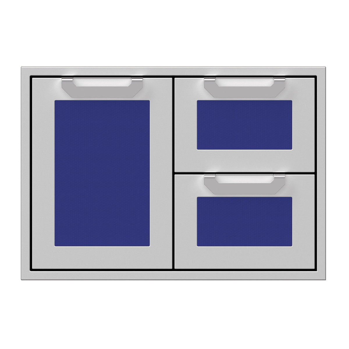 Hestan 30-Inch Double Drawer and Storage Door Combination w/ Recessed Marquise Accent Panel in Blue - AGSDR30-BU