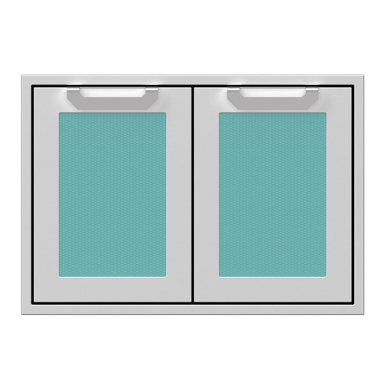 Hestan 30-Inch Double Access Door Propane Tank and Storage Cabinet w/ Recessed Marquise Accent Panel in Turquoise - AGSD30-TQ