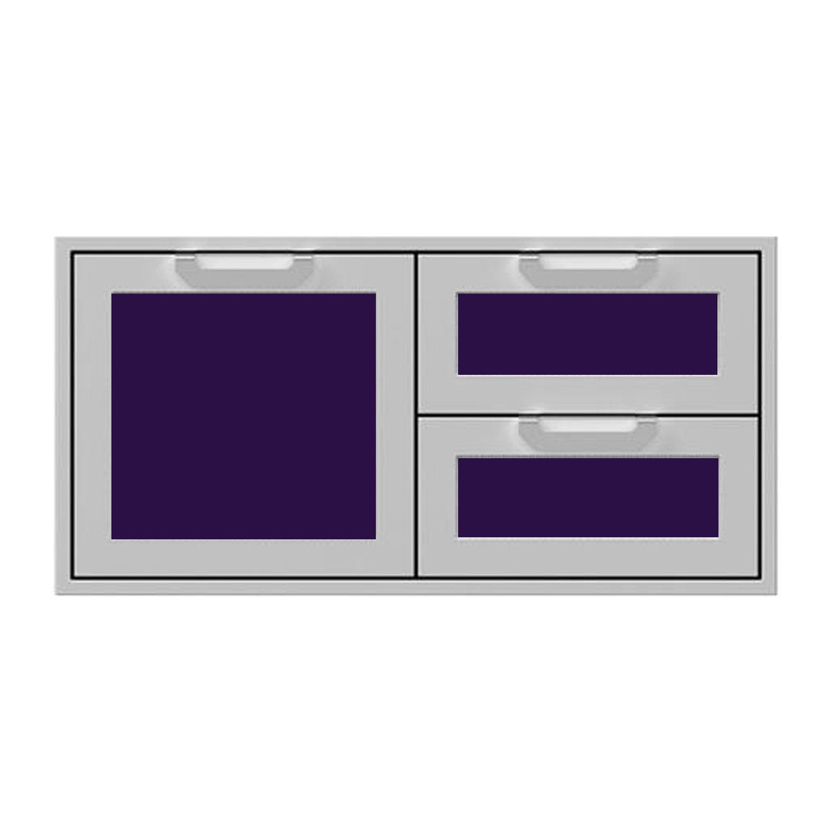 Hestan 42-Inch Double Drawer and Storage Door Combination w/ Recessed Marquise Accent Panel in Purple - AGSDR42-PP