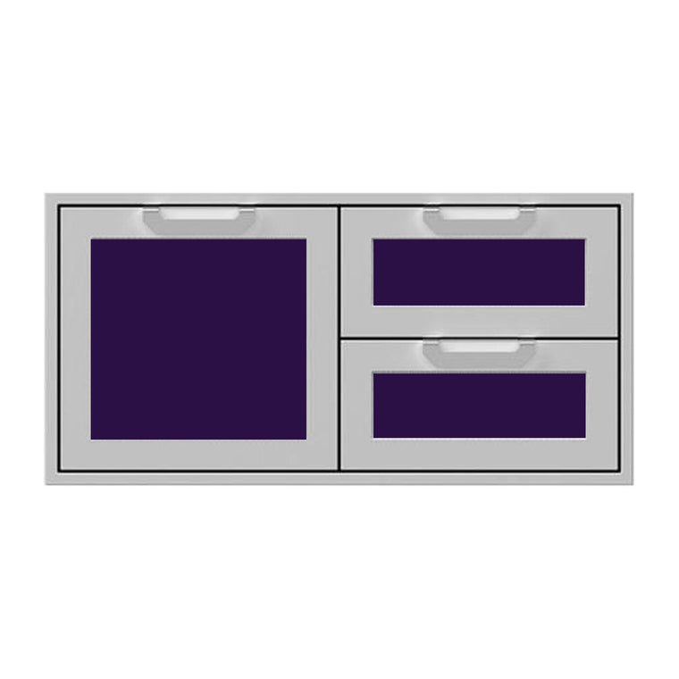 Hestan 42-Inch Double Drawer and Storage Door Combination w/ Recessed Marquise Accent Panel in Purple - AGSDR42-PP