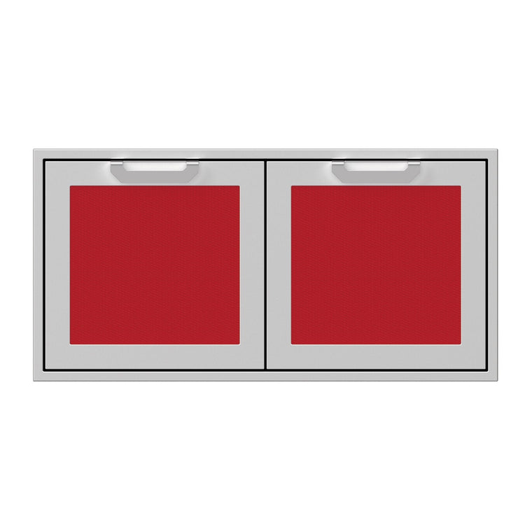 Hestan 42-Inch Double Access Doors w/ Recessed Marquise Accented Panels in Red - AGAD42-RD