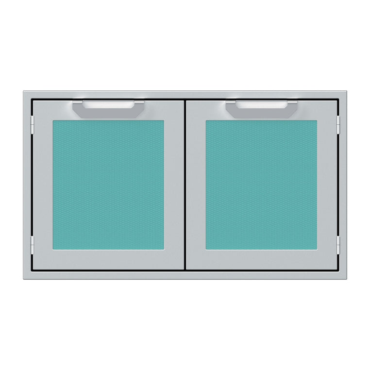 Hestan 36-Inch Double Door Sealed Pantry Storage w/ Recessed Marquise Accented Panels in Turquoise - AGLP36-TQ