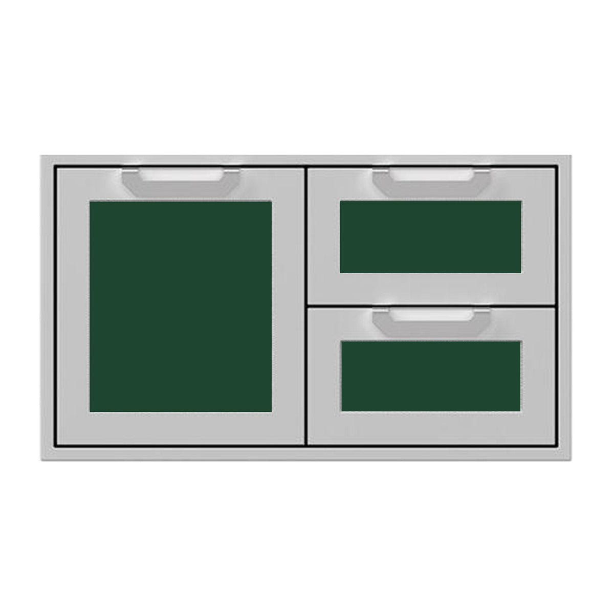 Hestan 36-Inch Double Drawer and Storage Door Combination w/ Recessed Marquise Accent Panel in Green - AGSDR36-GR