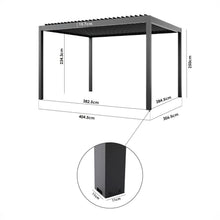 PergoSTET Pro Frame Only 3m x 4m Rectangular Pergola with LED Lighting in Grey