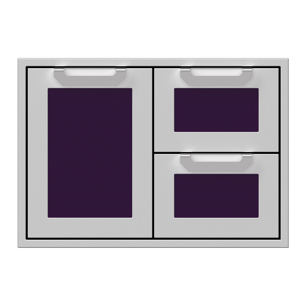 Hestan 30-Inch Double Drawer and Storage Door Combination w/ Recessed Marquise Accent Panel in Purple - AGSDR30-PP