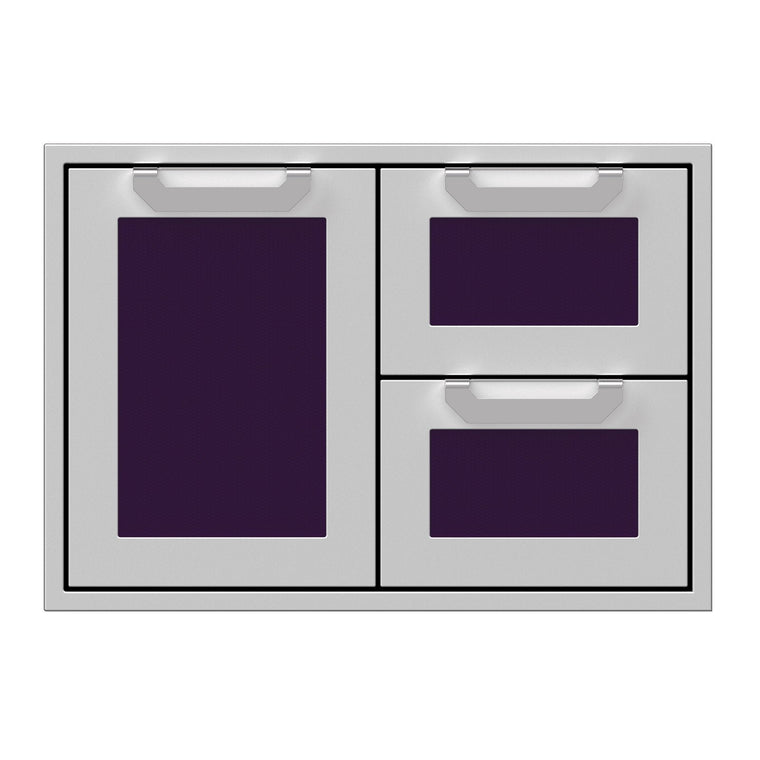 Hestan 30-Inch Double Drawer and Storage Door Combination w/ Recessed Marquise Accent Panel in Purple - AGSDR30-PP