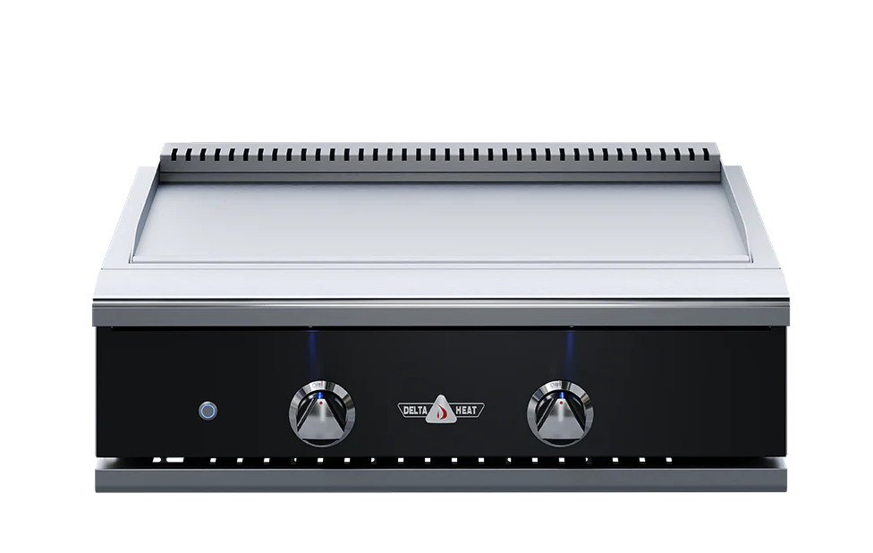 Delta Heat 32-Inch Built-In Natural Gas Teppanyaki Griddle - Black Control Panel - DHTG32-KN