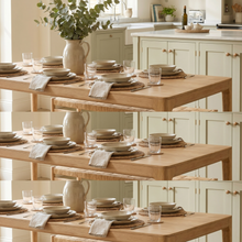 Marlow 8 Seat Dining Set with Woven Benches in Light Oak