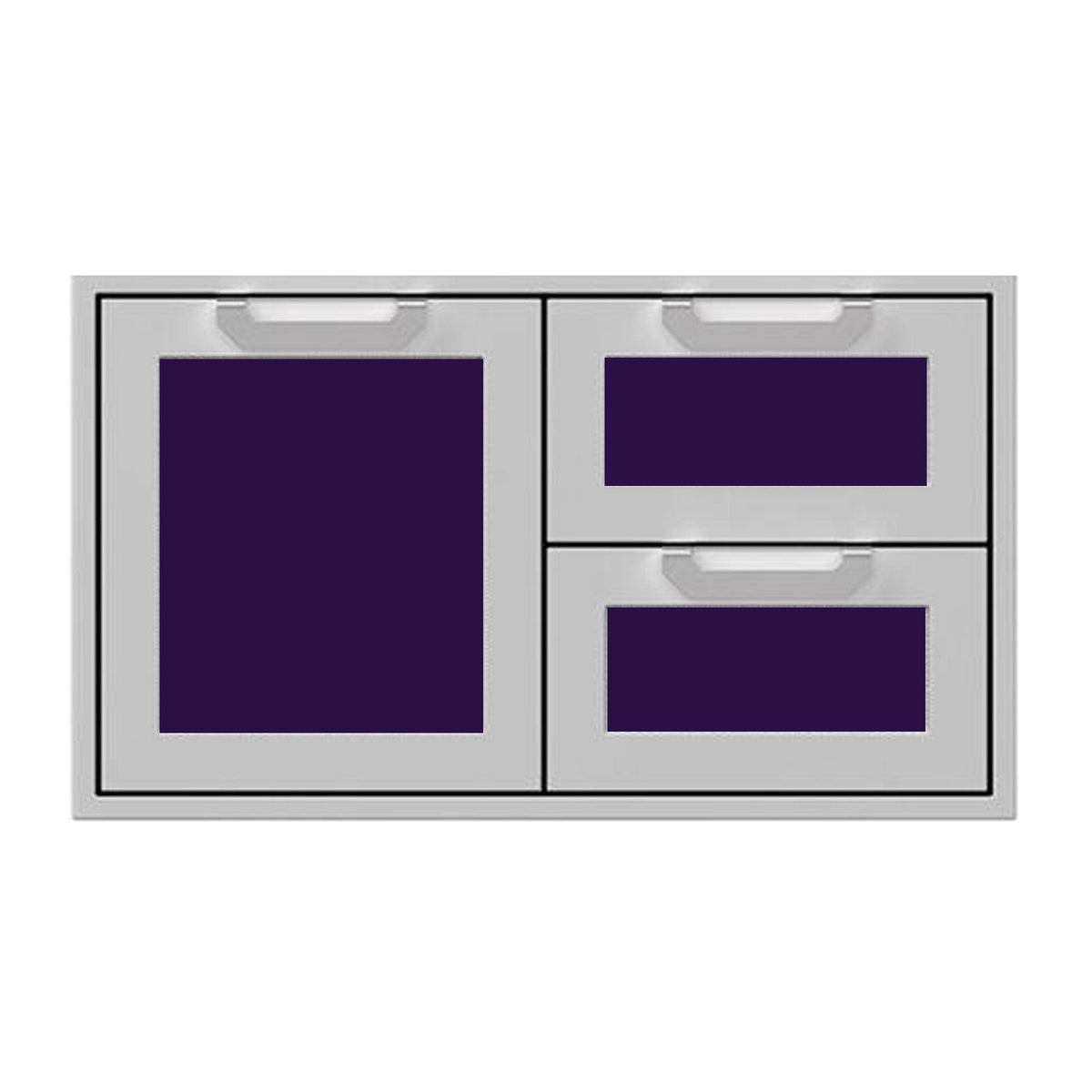 Hestan 36-Inch Double Drawer and Storage Door Combination w/ Recessed Marquise Accent Panel in Purple - AGSDR36-PP