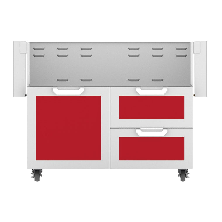 Hestan 42-Inch Double Drawer and Door Grill Cart in Red - GCR42-RD