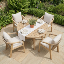 Quay 4 Seat Round Dining Set in Linen