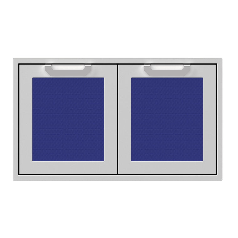 Hestan 36-Inch Double Access Door Propane Tank and Storage Cabinet w/ Recessed Marquise Accent Panel in Blue - AGSD36-BU