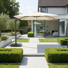 Challenger T2  3.5m x 2.6m Rectangular Cantilever Parasol in Champagne with 90kg Granite Base