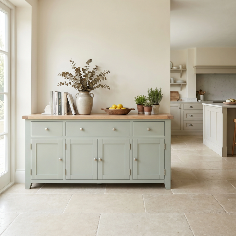 Burford Large 4 Door 3 Drawers Sideboard in Sage Green