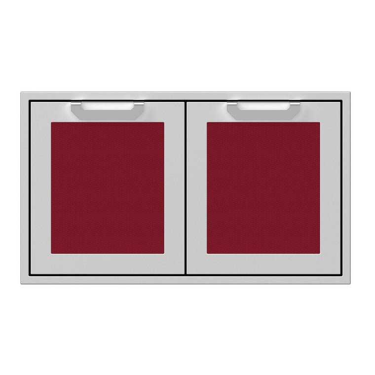 Hestan 36-Inch Double Access Door Propane Tank and Storage Cabinet w/ Recessed Marquise Accent Panel in Burgundy - AGSD36-BG