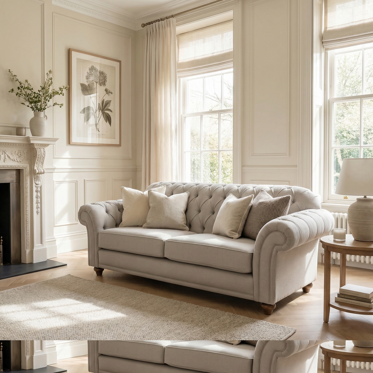 Chesterfield 2 Seat Sofa in Warm Grey