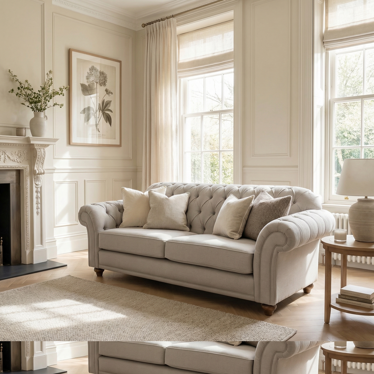 Chesterfield 2 Seat Sofa in Warm Grey