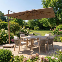 Nexus T2 Premium 3m Square Cantilever Parasol in Deep Taupe with Venezia 90kg Granite Base