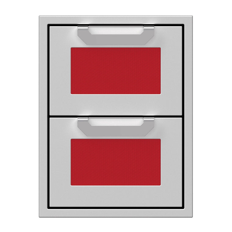 Hestan 16-Inch Double Drawers w/ Recessed Marquise Accented Panels in Red - AGDR16-RD