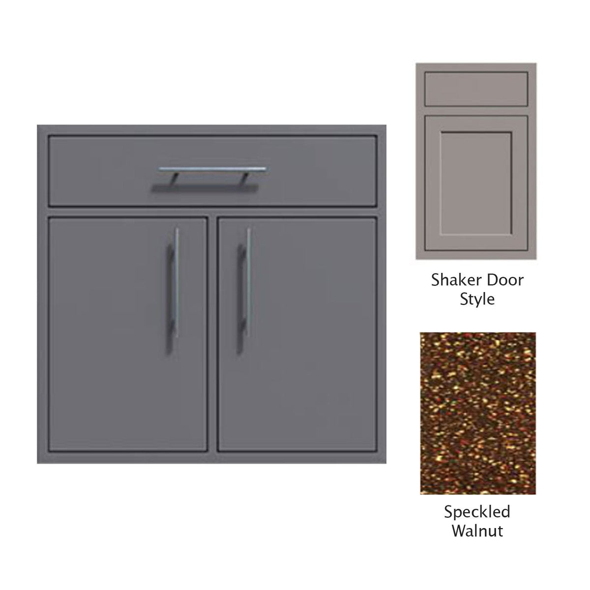 Canyon Series Shaker Style 30"w by 29"h Double Door, Drawer Enclosure w/ Adj. Shelf In Speckled Walnut - CAN009-F01-Shaker-SpeckWalnut
