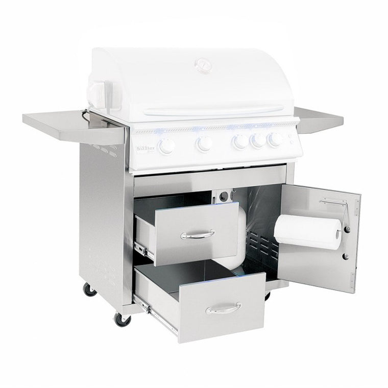 Summerset Pro Series Stainless Steel Fully Assembled Door and 2 Drawer Combo Cart For 32-Inch Sizzler and Sizzler Pro Grills (Cart Only) - CART-SIZ32-DC