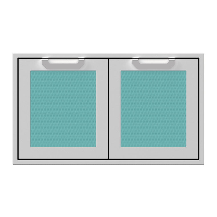 Hestan 36-Inch Double Access Door Propane Tank and Storage Cabinet w/ Recessed Marquise Accent Panel in Turquoise - AGSD36-TQ