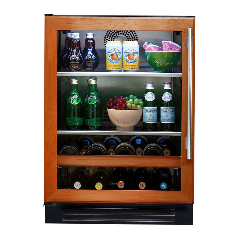 True 24-Inch ADA Height Beverage Center with Panel Ready Glass Door, 2 Black Wire Shelves, 1 Wine Shelf (Left Hinge) - TUBADA-24-LG-A-O