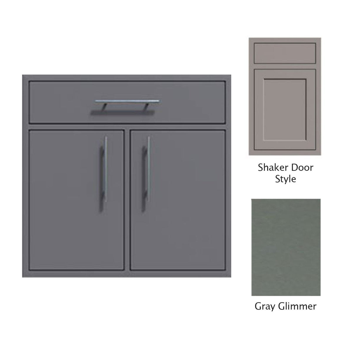 Canyon Series Shaker Style 30"w by 29"h Double Door, Drawer Enclosure w/ Adj. Shelf In Grey Glimmer - CAN009-F01-Shaker-TexturedGreyGlimmer