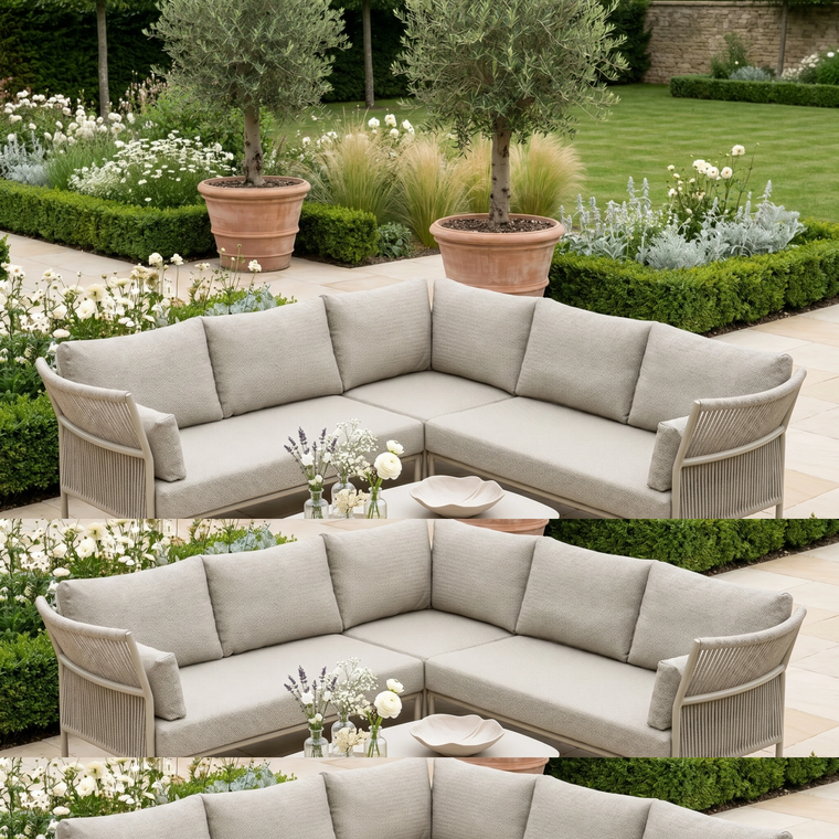 Salina Corner Group Set with Aluminium Table in Latte (Ex Display)