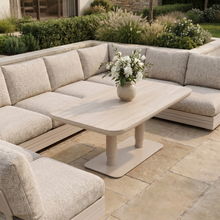 Savona Luxury Outdoor Large U-Shape Corner Sofa Set with Altura Rising Table in Oatmeal