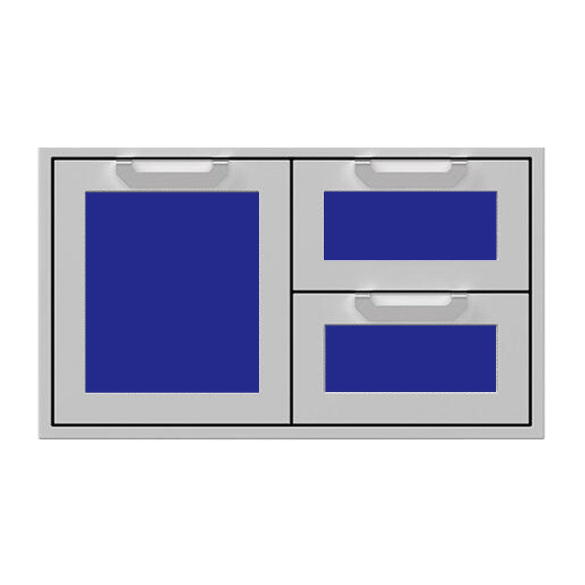 Hestan 36-Inch Double Drawer and Storage Door Combination w/ Recessed Marquise Accent Panel in Blue - AGSDR36-BU