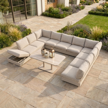 Savona Luxury Outdoor Large U-Shape Corner Sofa Set with Altura Rising Table in Oatmeal