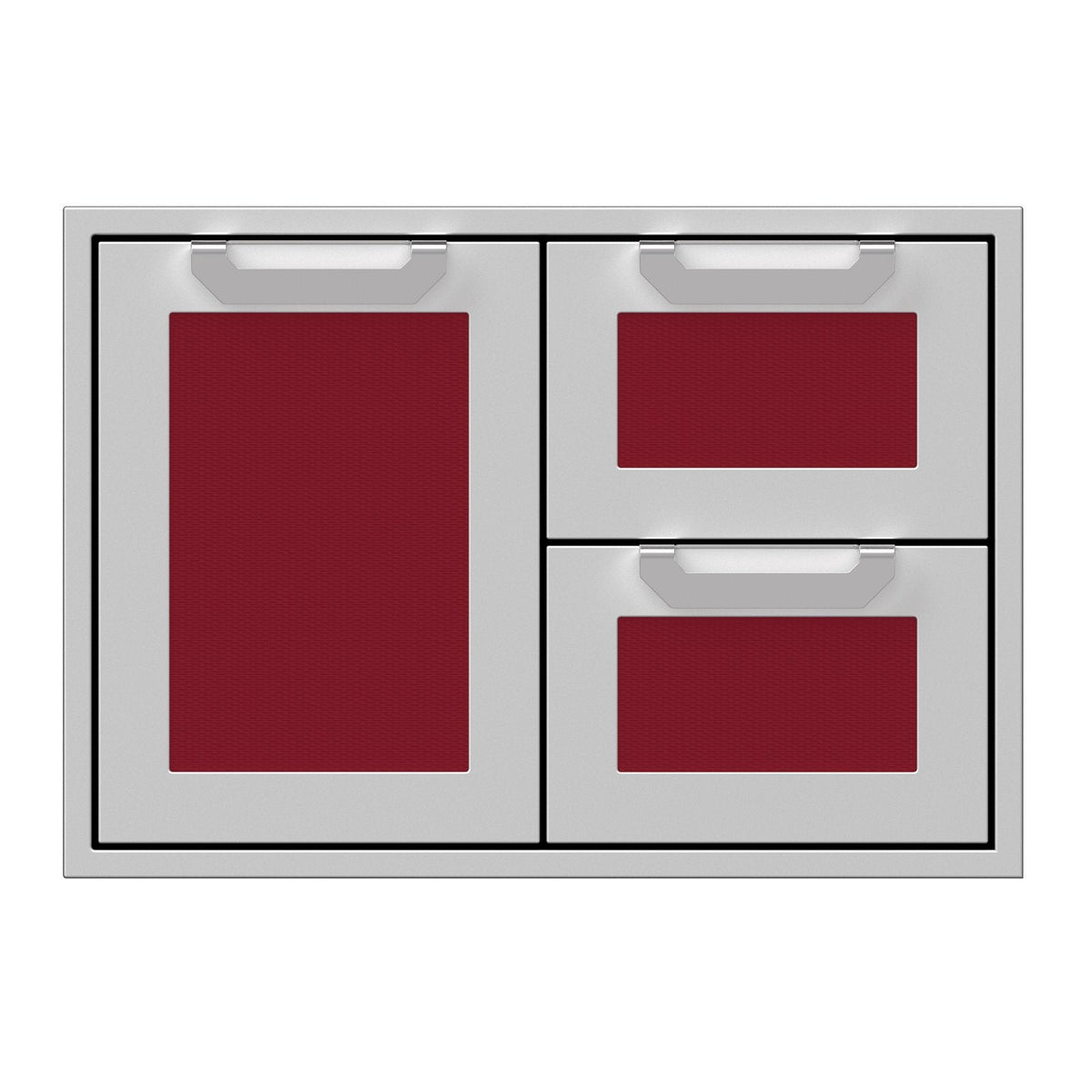 Hestan 30-Inch Double Drawer and Storage Door Combination w/ Recessed Marquise Accent Panel in Burgundy - AGSDR30-BG