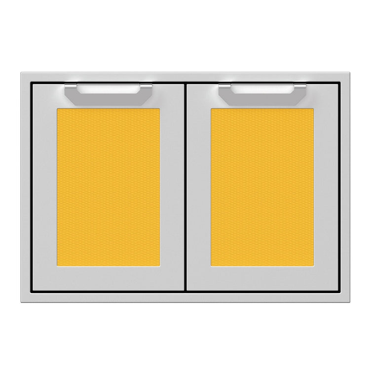 Hestan 30-Inch Double Access Door Propane Tank and Storage Cabinet w/ Recessed Marquise Accent Panel in Yellow - AGSD30-YW
