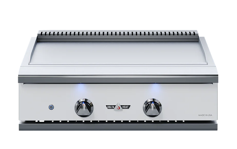 Delta Heat 32-Inch Built-In Natural Gas Teppanyaki Griddle - White Control Panel - DHTG32-WN