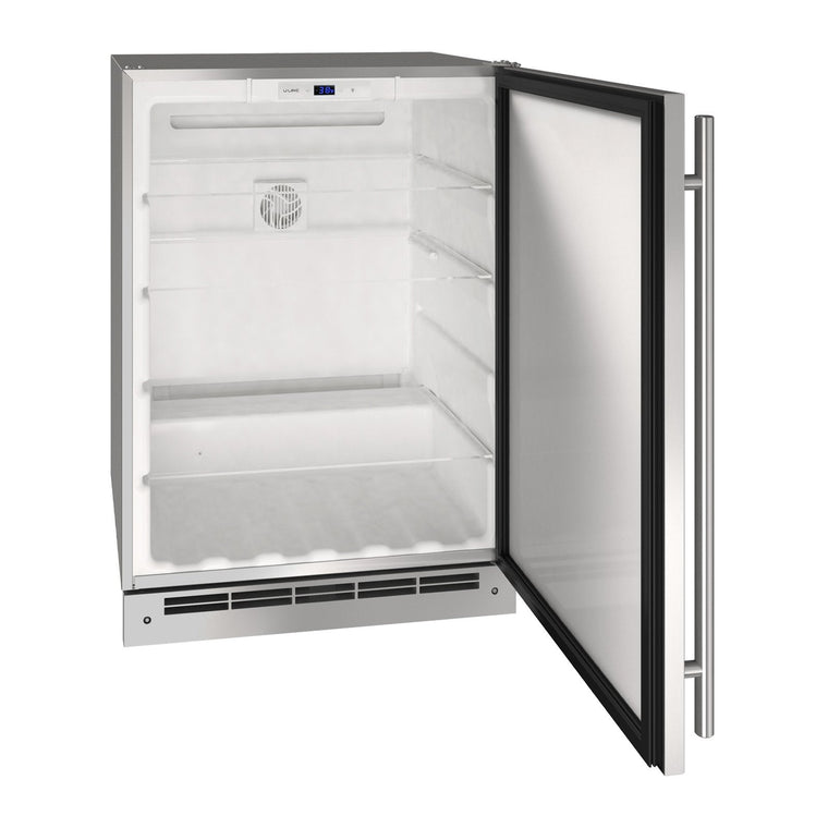 U-Line 24-Inch Stainless Steel Outdoor Refrigerator w/ Reversible Hinge and Door Lock - UORE124-SS31A