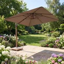 Nexus T2 Premium 3m Square Cantilever Parasol in Deep Taupe with Venezia 90kg Granite Base