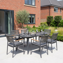 Tellaro 6 Seat Oval Dining Set in Grey