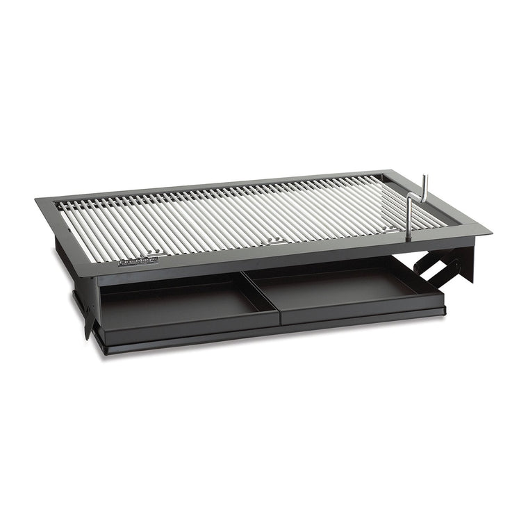 Fire Magic Firemaster 30-Inch Drop-In Charcoal Grill w/ Adjustable Charcoal Pan and Black Finish (Cooking Grates Not Included) - 3324