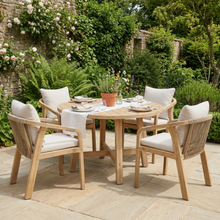Quay 4 Seat Round Dining Set in Linen